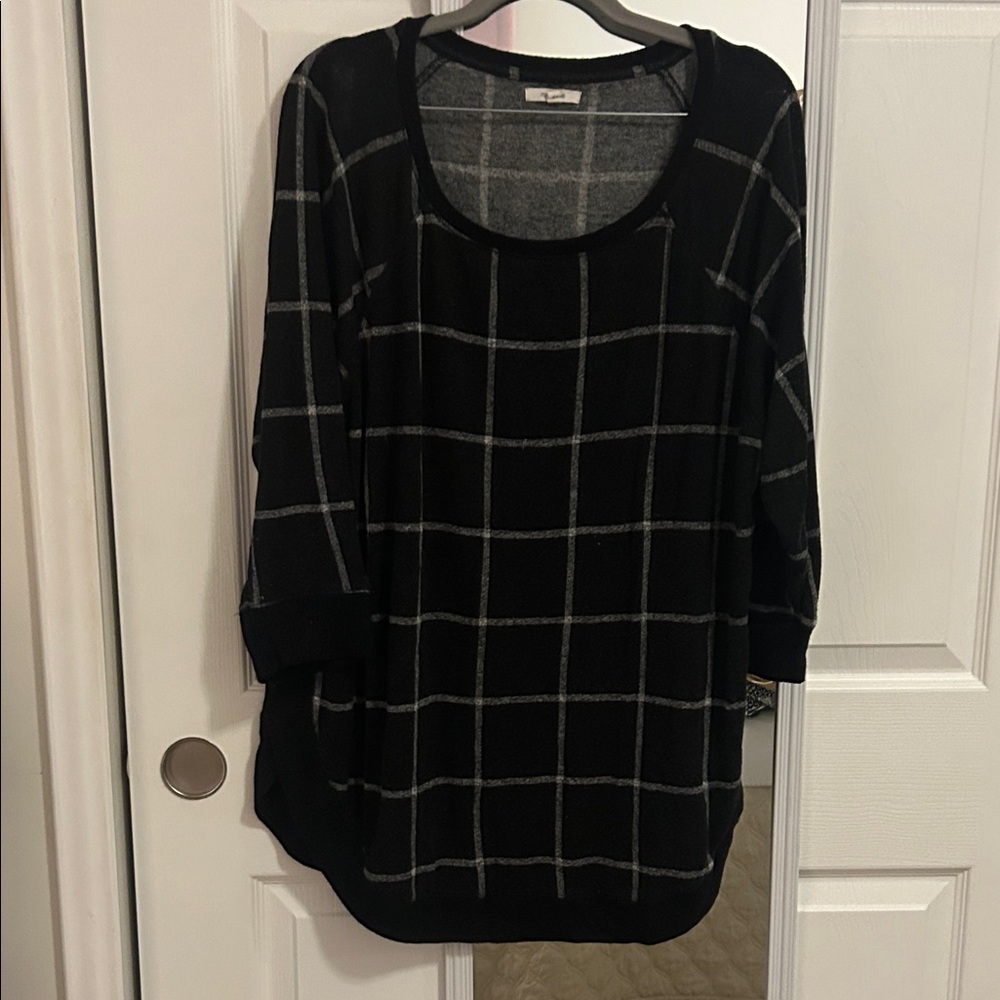 Maurices Black and Gray Windowpane Tunic Top